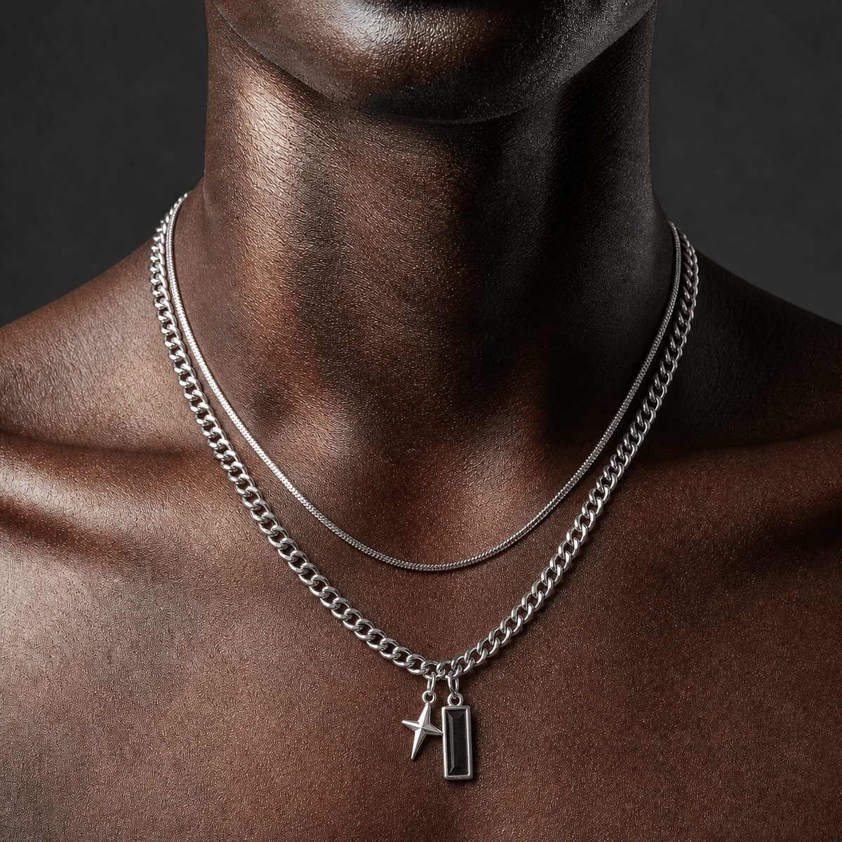OBSIDIAN STAR COLLAR CHAIN - KravxStudio