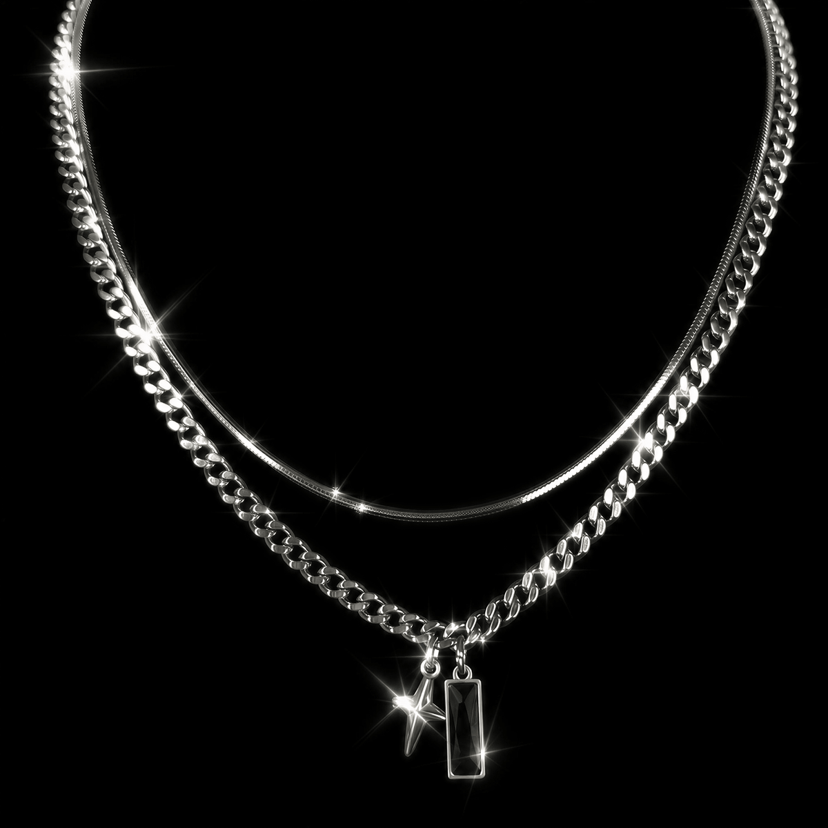 OBSIDIAN STAR COLLAR CHAIN - KravxStudio